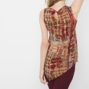 WHBM Asymmetrical Ruffle Sleeveless Tunic NWOT